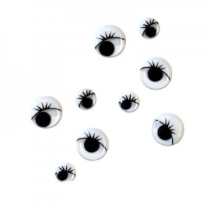 Movable Round Eyes with  Eyelashes - Size 1 cm